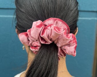 Pink Velvet Large Hair Scrunchie, LG Pink Velvet Hair Scrunchie, teenager hair accessories women gift ideas