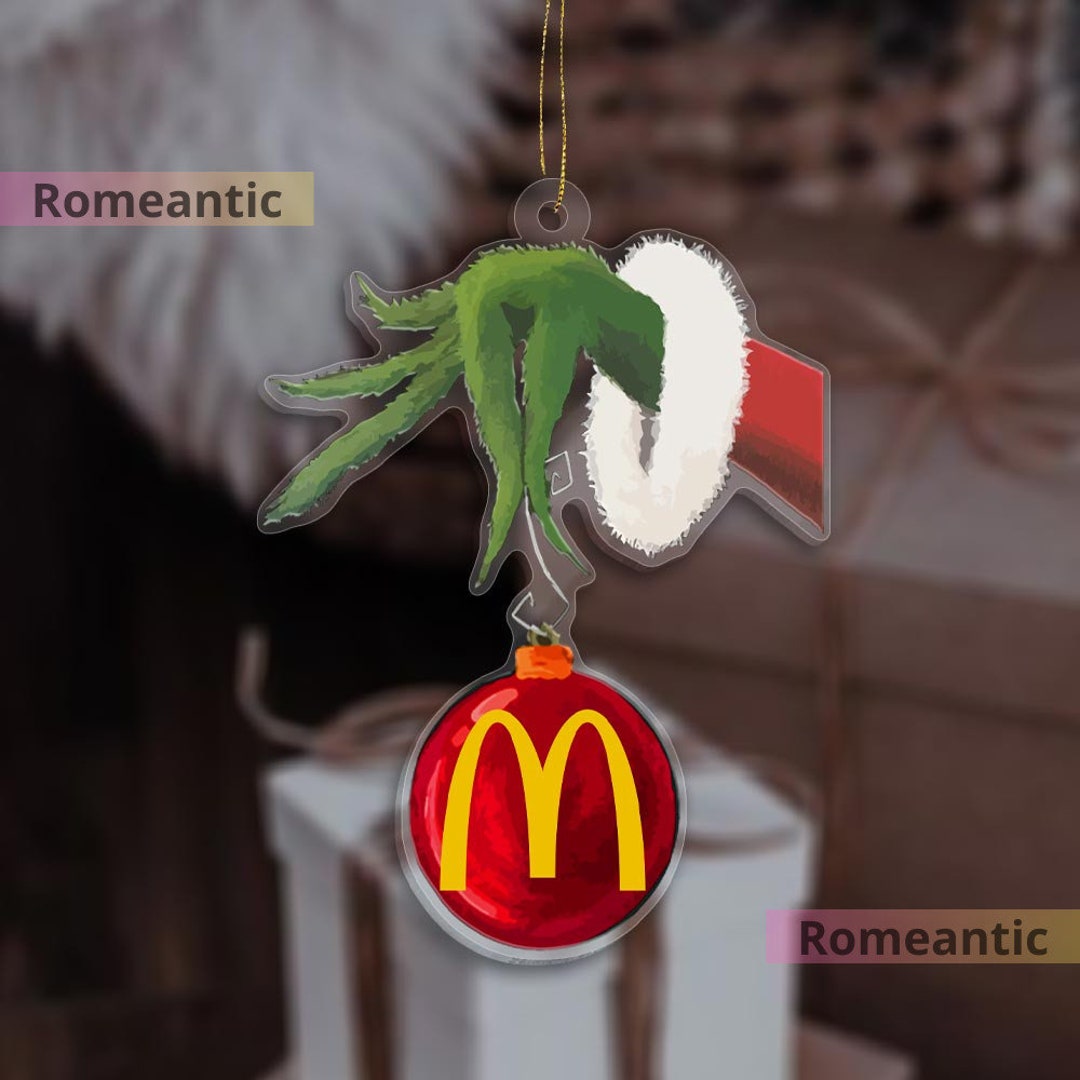 Grinch Hand Holding Mcdonald's Snowflake Christmas Etsy