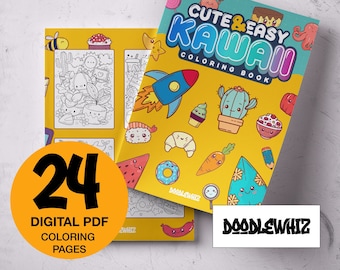 Cute and Easy Kawaii Coloring Book: Relaxing Kawaii Coloring Pages For All Ages