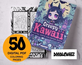 Creepy Kawaii Pastel Goth Coloring Book: Cute Horror Spooky Gothic Coloring Pages for Adults