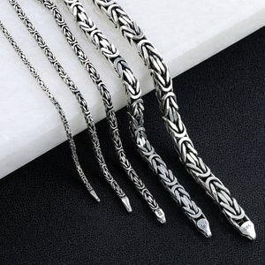 925 Sterling zilveren King Chain armband, echte zilveren Byzantijnse armband, handgemaakte vierkante ketting, minimalistische sieraden voor mannen, cadeau voor papa afbeelding 5