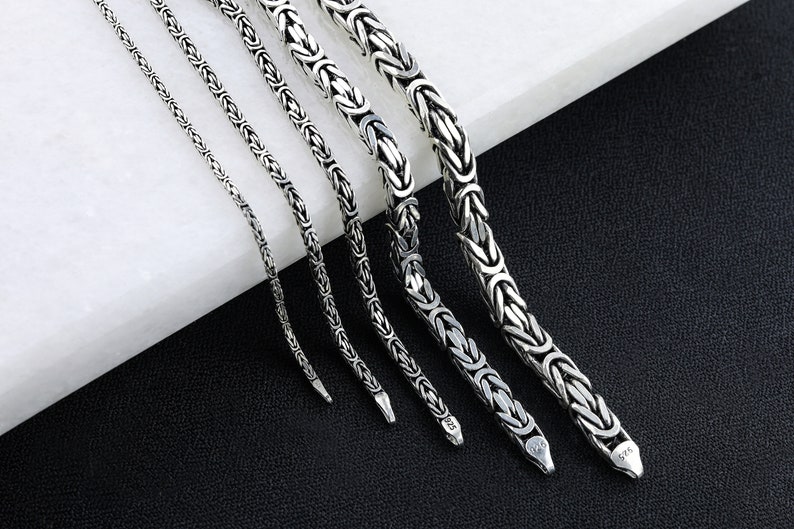 925 Sterling zilveren King Chain armband, echte zilveren Byzantijnse armband, handgemaakte vierkante ketting, minimalistische sieraden voor mannen, cadeau voor papa afbeelding 5