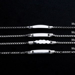 Pulsera de identificación de plata de ley para bebé, pulsera de identificación de plata para niño, pulsera con nombre de cadena, pulsera para niño, pulsera para niña, regalo para recién nacido