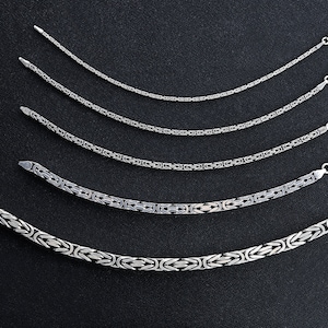 925 Sterling Silver King Chain Bracelet, Real Silver Byzantine Bracelet, Handmade Square Chain, Minimalist Jewelry for Men, Gift for Dad zdjęcie 6