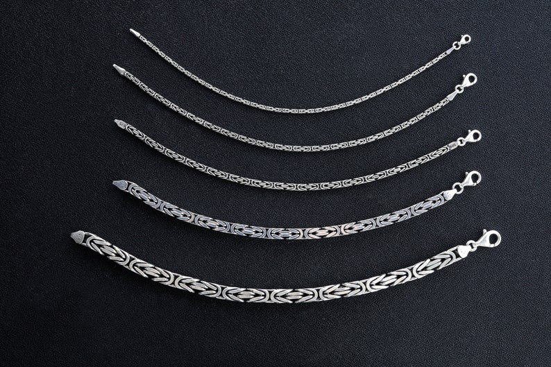 925 Sterling zilveren King Chain armband, echte zilveren Byzantijnse armband, handgemaakte vierkante ketting, minimalistische sieraden voor mannen, cadeau voor papa afbeelding 6