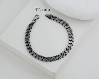 925 Sterling Silver Vintage Cuban Curb Chain Bracelet for Men
