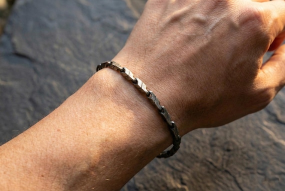 Sterling Silver Chain Link Bracelet, Vintage Bracelet, Minimal Handmade Bracelet, Mens Bracelet, Valentines Gift for Him