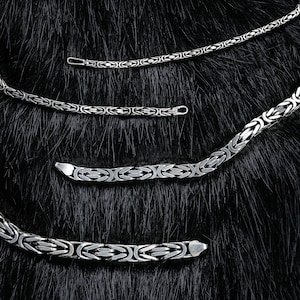 925 Sterling Silver King Chain Bracelet, Real Silver Byzantine Bracelet, Handmade Square Chain, Minimalist Jewelry for Men, Gift for Dad zdjęcie 8