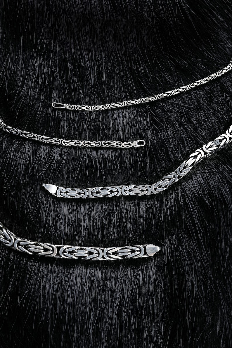 925 Sterling zilveren King Chain armband, echte zilveren Byzantijnse armband, handgemaakte vierkante ketting, minimalistische sieraden voor mannen, cadeau voor papa afbeelding 8