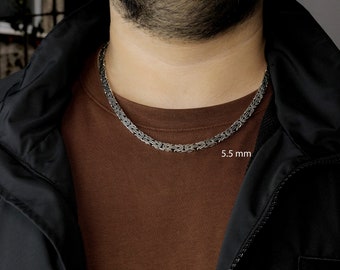Sterlingzilveren Byzantijnse ketting: platte koningsketting