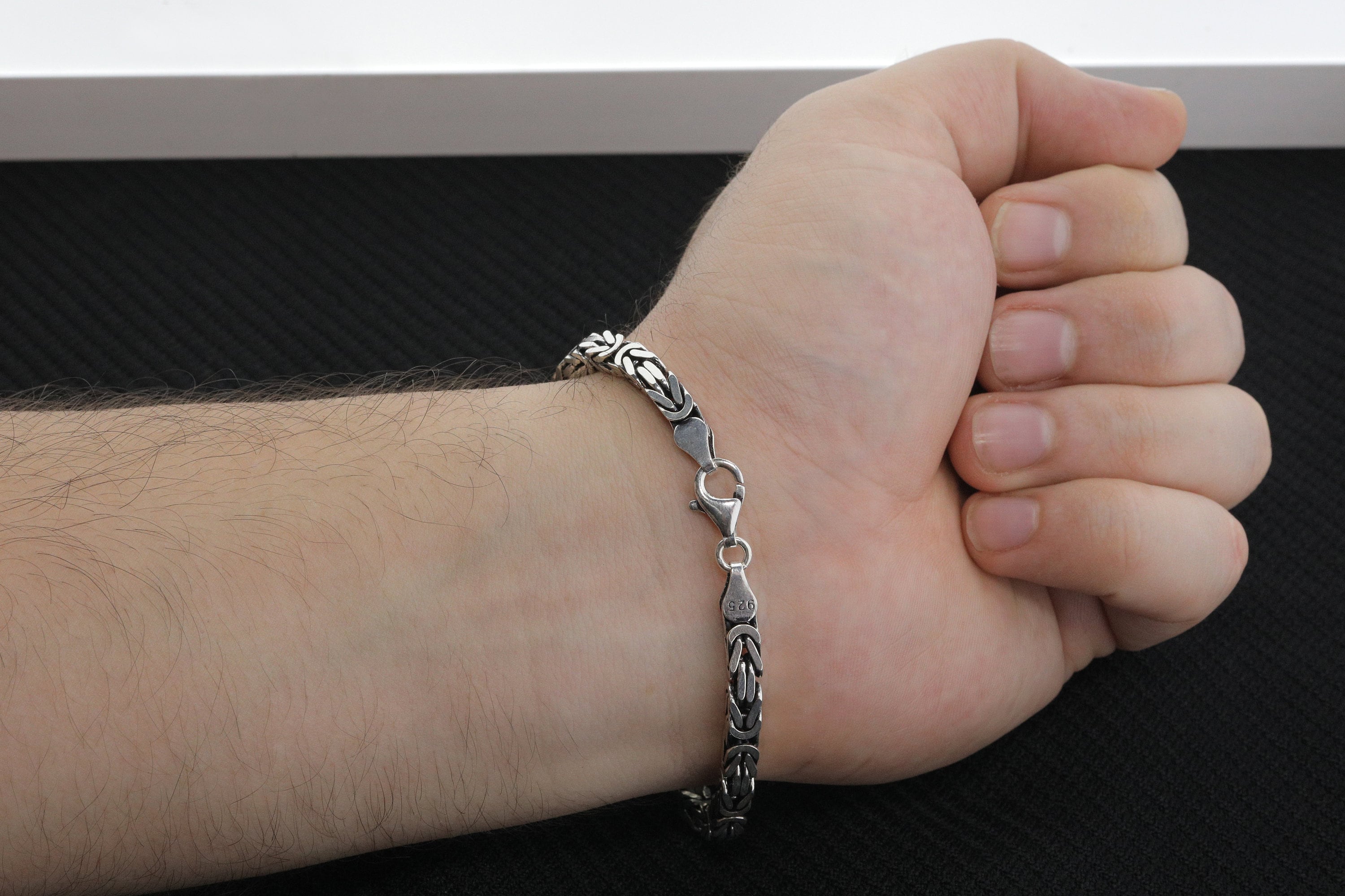 925 Sterling Silver Personalized King Chain Bracelet, Real 925 Sterling Silver Personalized King Chain Bracelet, Real