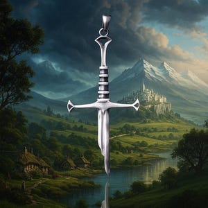 Broken Sword Pendant, Silver Narsil Pendant, Shards of Narsil Necklace, Isildur&#39;s Sword Pendant, Medieval Jewelry, Middle Earth Jewelry Gift