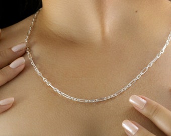 Sterling Silver 3+1 Forza Chain Necklace: Minimalist Dainty Jewelry