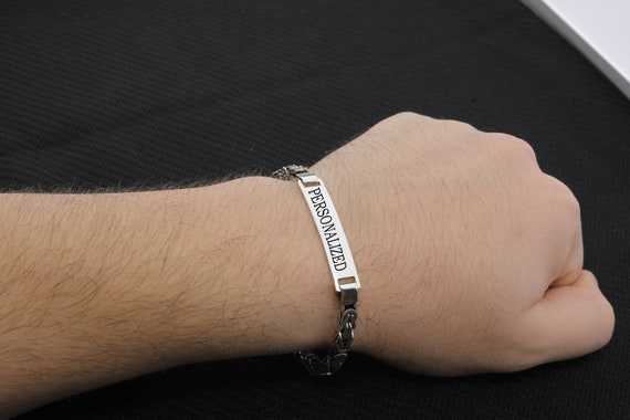 925 Sterling Silver Personalized King Chain Bracelet, Real