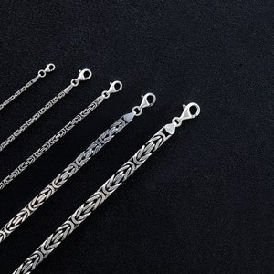 925 Sterling Silver King Chain Bracelet, Real Silver Byzantine Bracelet, Handmade Square Chain, Minimalist Jewelry for Men, Gift for Dad image 7