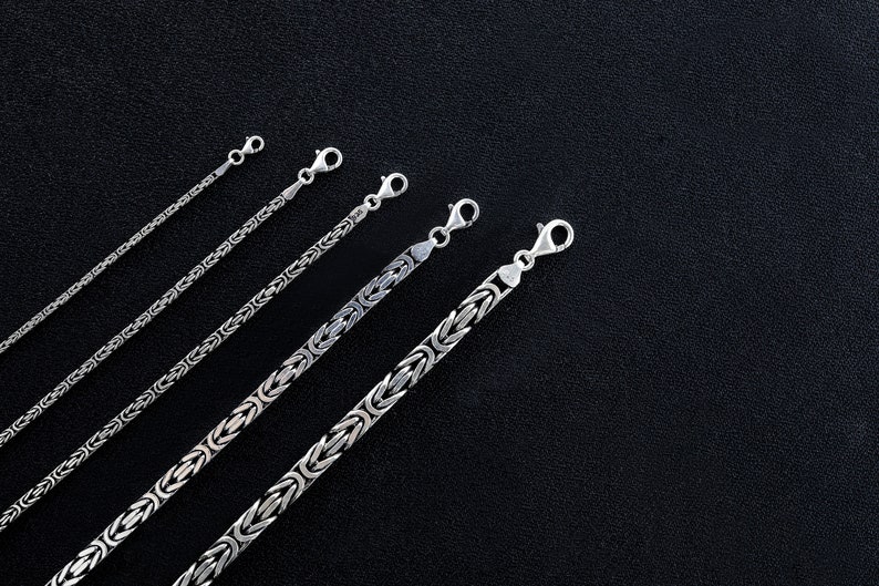 925 Sterling zilveren King Chain armband, echte zilveren Byzantijnse armband, handgemaakte vierkante ketting, minimalistische sieraden voor mannen, cadeau voor papa afbeelding 7