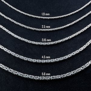 925 Sterling Silver Byzantine Chain Necklace,Real Silver Layering Necklace for Men,Square Byzantine Chain,Men Silver Gift Chain,Gift for Him