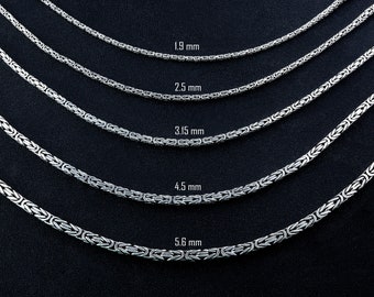 Sterling Silver Byzantine Chain Necklace - King Chain for Men