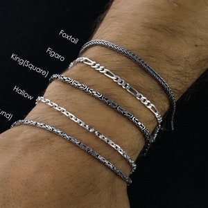 925 sterlingzilveren schakelarmbanden, handgemaakte massief zilveren vossenstaartarmband voor heren, echt zilveren Byzantijnse armband, cadeau voor hem