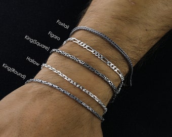 Bracelets chaîne à maillons en argent sterling 925, bracelet sétaire en argent massif fait main pour homme, bracelet byzantin en argent véritable, cadeau pour lui