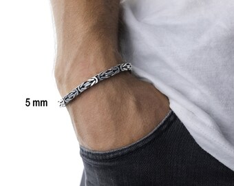 925 Sterling Silver King Chain Bracelet, Real Silver Byzantine Bracelet, Handmade Square Chain, Minimalist Jewelry for Men, Gift for Dad - Etsy 925 Sterling Silver King Chain Bracelet, Real Silver Byzantine Bracelet, Handmade Square Chain, Minimalist Jewelry for Men, Gift for Dad - Etsy