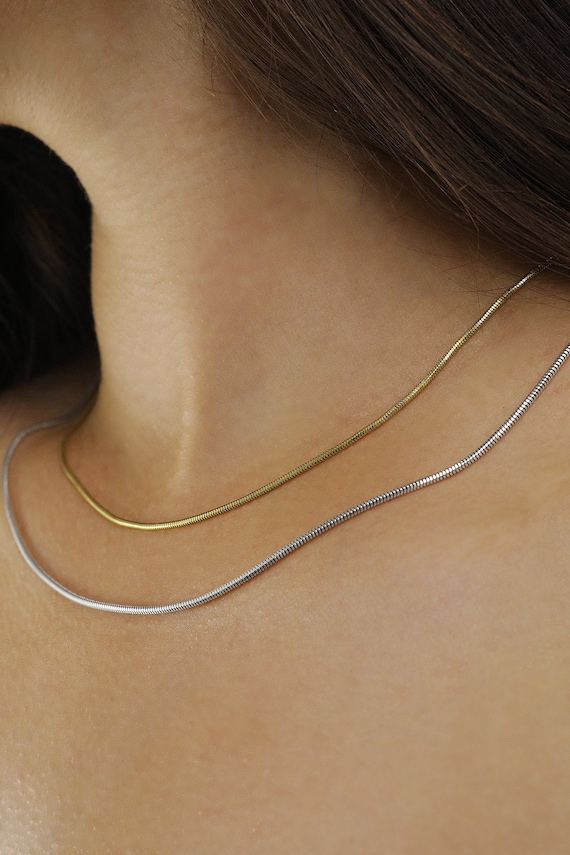 925 Sterling Silver Herringbone Chain Necklace, Dainty Chocker
