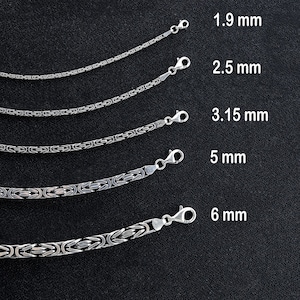 925 Sterling Silver King Chain Bracelet, Real Silver Byzantine Bracelet, Handmade Square Chain, Minimalist Jewelry for Men, Gift for Dad image 2
