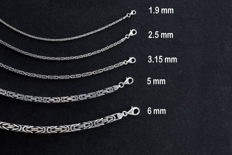 925 Sterling Silver King Chain Bracelet, Real Silver Byzantine Bracelet, Handmade Square Chain, Minimalist Jewelry for Men, Gift for Dad zdjęcie 2
