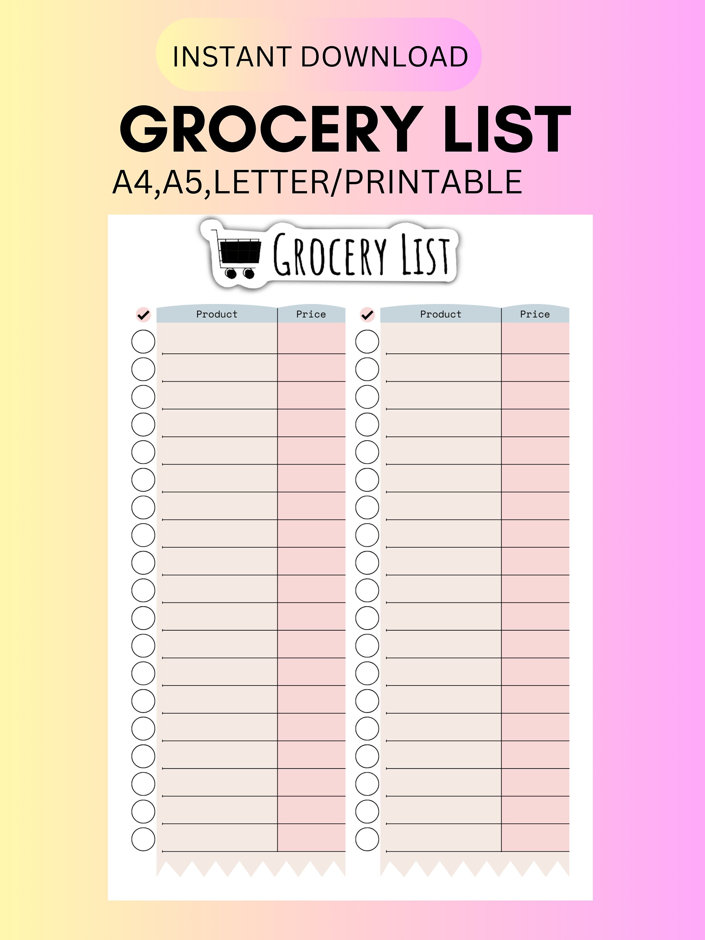 Weekly Meal Planner, Grocery List, Rate Your Weeks and Monthly Goals - Etsy