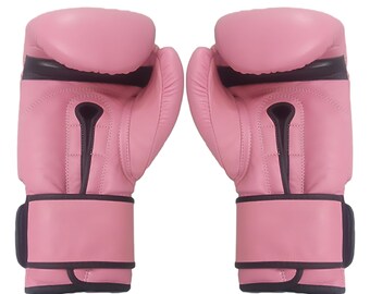 Handmade Personalized Pink Leather Boxing Gloves: Sparring