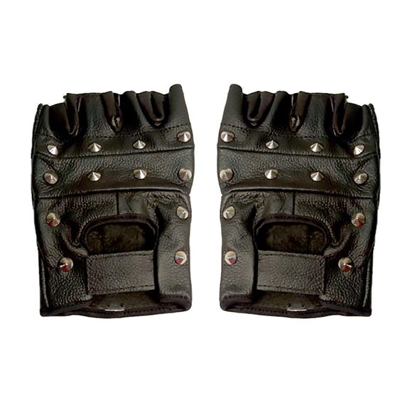 Leather biker gloves fingerless outlet