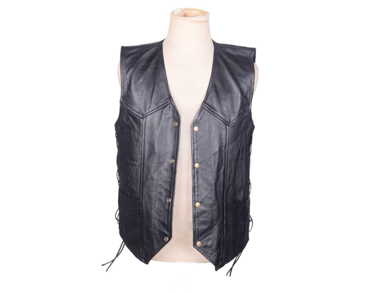 vintage cross laceup design leather vest