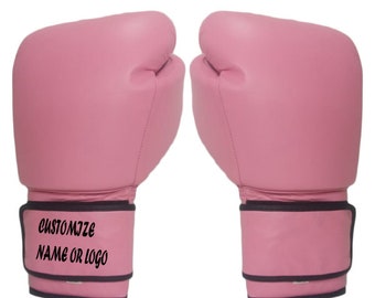 Guantes de boxeo de cuero rosa personalizados hechos a mano, guantes de boxeo sparring personalizados, regalo perfecto para los fanáticos del kick boxing, boxeadores y amigas