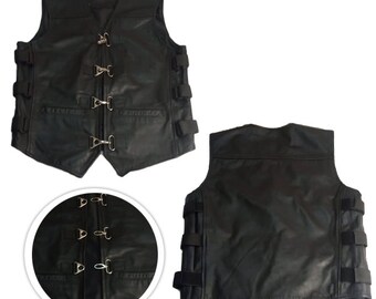 Midnight Rider: Handcrafted Black Leather Buckle Vest, Biker vest, Hunting vest, professional vest, club vest, Easter gift