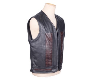 Elegance: Handcrafted Cowhide Black Leather Vest