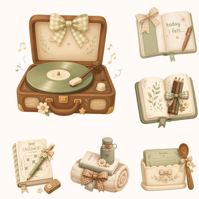 Leuke digitale detox PNG, Coquette Slow Living-bundel, kawaii Bow Daisy Unplug Journaling natuur gezellige offline planner sticker commercieel gebruik afbeelding 3
