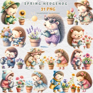 clipart de ouriço, ouriço fofo PNG, pote de ouriço, animaizinhos, decoração de berçário, animais fofos, álbum de recortes, decoração de primavera, arte de berçário