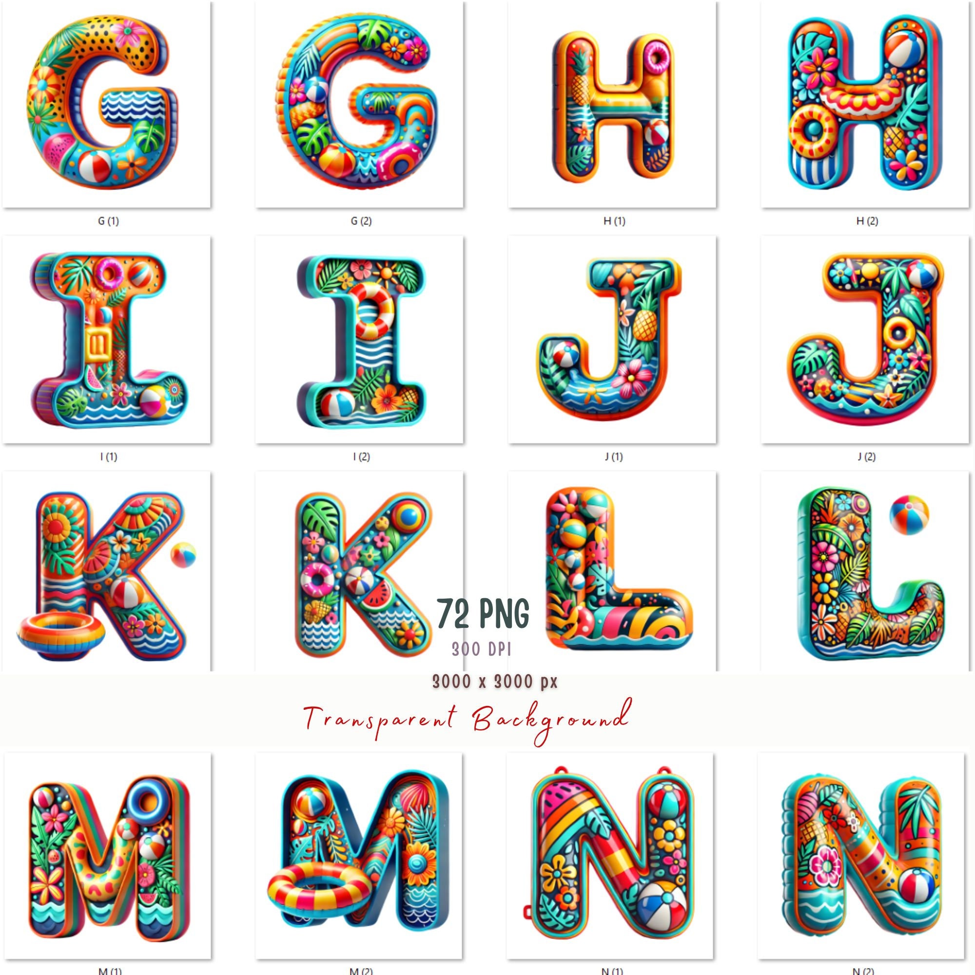 Float Alphabet Summer Alphabet Clipart: 3D Pool Float Letters (PDF Download) - Etsy UK