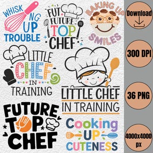 little chef PNG , cute chef , Aesthetic Kitchen Decor , Cute Cooking Art Kitchen Wall Art Print , Chef PNG Bundle, Sublimation Design