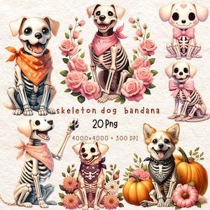 szkielet psa, słodkie Halloween Clipart, Duch Pies, pies Halloween, Upiorny Pies Clipar, Zabawny Szkielet Psa Png, Pobierz Projekt Sublimacji
