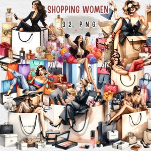 Clipart shopping, Fashion Girl, clipart fille shopping, sac à provisions, sac shopping, Shopping Lady Graphics, Fashion Girl PNG, Black Friday