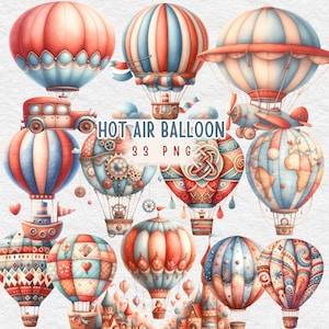 hot air balloon, Air Collection, Watercolor hot air balloons clipart, it's a boy png, nursery wall decor, baby boy, digital download