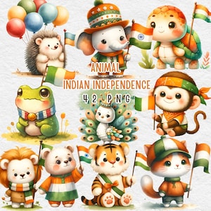 Indian Independence Day Clipart: 42 Animal PNGs (Commercial Use)