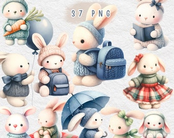 Clipart de conejo tejido, decoración infantil (Descarga PDF)