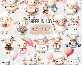 Watercolor Sheep Clipart: 47 Love Lamb PNG Images (PDF Download)