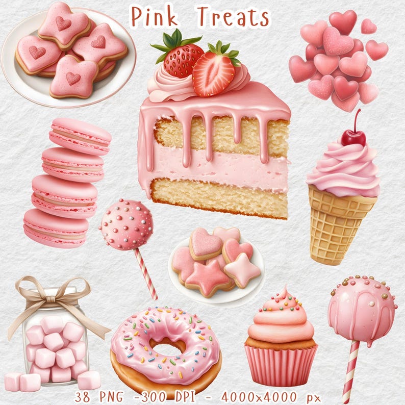 pink-dessert-clipart-sweet-treats-illustration-png-pdf-etsy