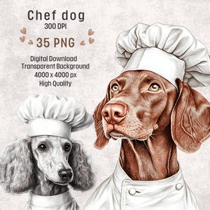 Chef Dog Clipart Bundle, Cute Chef Dogs, Kitchen Clipart,Baker Dog Art, Cooking Clipart, Food Clipart, Animal Design Kitchen Home Decor