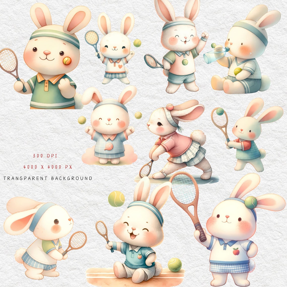 Bunny Tennis Clipart, Sport Rabbit PNG (digital Download) - Etsy