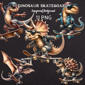 Dinosaur Skateboarding Clipart , T-Rex Skater PNG , Cool Dino , dinosaur skateboard wall art, dinosaur skateboard , Commercial Use