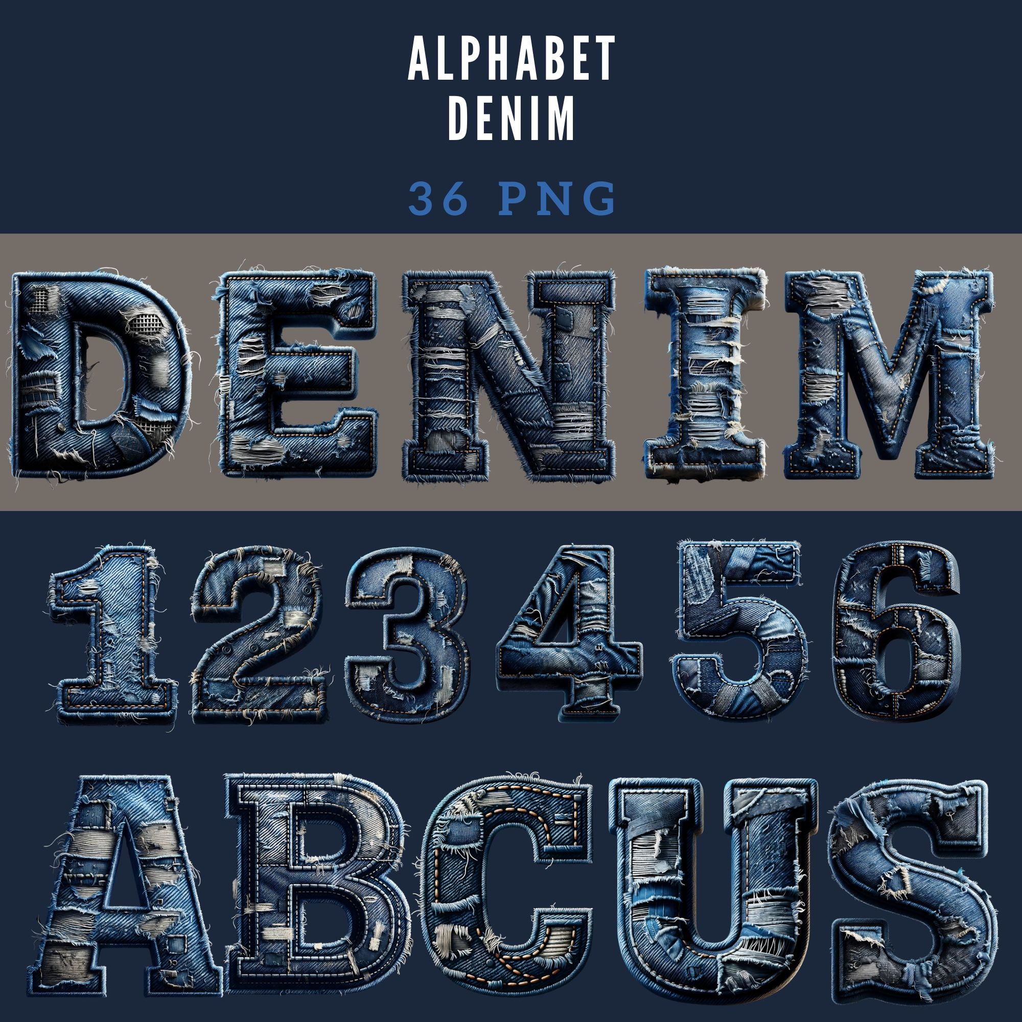 Denim Font - Etsy